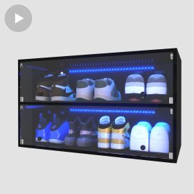 [Video] Sneaker Storage, Wooden Stackable Shoe Storage Box with Sliding Glass Door