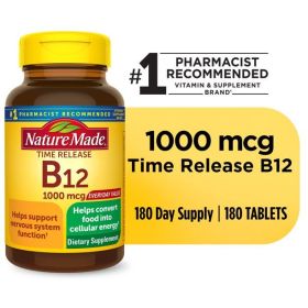 Nature Made Vitamin B12 1000 mcg Time Release Tablets; Dietary Supplement; 180 Count