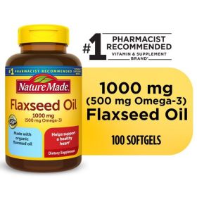 Nature Made Flaxseed Oil 1000 mg Softgels; Dietary Supplement; 100 Count