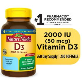 Nature Made Vitamin D3 2000 IU (50 mcg) Softgels; 260 Count