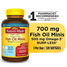 Nature Made Burp Less Omega 3 Fish Oil Supplements; 700 mg Softgels; 120 Count