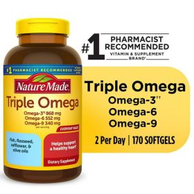 Nature Made Triple Omega 3 6 9 Softgels; Dietary Supplement; 170 Count