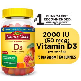 Nature Made Vitamin D3 2000 IU (50 mcg) Per Serving Gummies; 150 Count