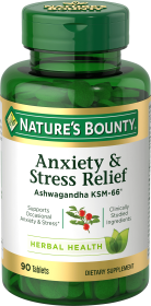 Nature's Bounty Anxiety & Stress Relief Ashwagandha KSM-66 Tablets; 90 Count