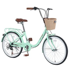 7 Speed City Bike With Basket , Steel Frame,Multiple Colors 22 Inch Girls Bicycle