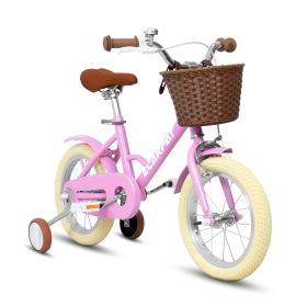 A14116 Ecarpat Kids'Bike Girls Bike 14 Inch Wheels,1-Speed Child Bicycles For 2-4 Years,With Removable Training Wheels Baby Toys,Front V Brake