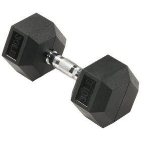 Rubber Encased Hex Dumbbell,25-35lbs,Single