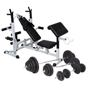 Weight Bench with Weight Rack, Barbell and Dumbbell Set 264.6 lb