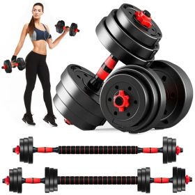 44 LBS Adjustable Dumbbell Sets Barbell Weight Set for Home Gym, 2 in 1 Dumbellsweights Set for Men and Women