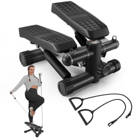 Steppers for Exercise, Stair Stepper with Resistance Bands, Mini Stepper with 330LBS Loading Capacity, Hydraulic Fitness Stepper with LCD Monitor