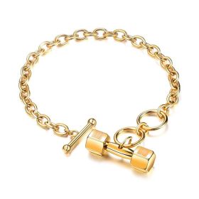 Hip Hop Cuban Titanium Steel Dumbbell Bracelet Fitness (Color: Gold, size: 18cm)