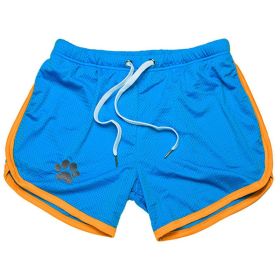 Men Gym Fitness Shorts Bodybuilding sports Jogging shorts Male 2022 Summer Cool Breathable Mesh casual men Shorts Sweatpants (Color: Sky blue yellow, size: M)