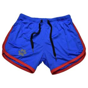 Men Gym Fitness Shorts Bodybuilding sports Jogging shorts Male 2022 Summer Cool Breathable Mesh casual men Shorts Sweatpants (Color: Dark blue red, size: XXL)