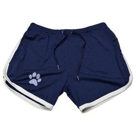 Men Gym Fitness Shorts Bodybuilding sports Jogging shorts Male 2022 Summer Cool Breathable Mesh casual men Shorts Sweatpants (Color: Navy blue white, size: M)