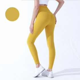 High Waist Naked feeling Leggings Push Up Sport Women Fitness Running Yoga Pants Energy Seamless Leggings Gym Girl leggings (Color: Style17Yellow, size: XL)