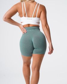 Nvgtn Seamless Pro Shorts Spandex Shorts Woman Fitness Elastic Breathable Hip-lifting Leisure Sports Running (Color: Forest Green, size: L)