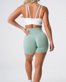 Nvgtn Seamless Pro Shorts Spandex Shorts Woman Fitness Elastic Breathable Hip-lifting Leisure Sports Running (Color: Sage green, size: XS)