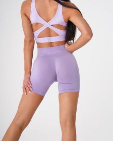 Nvgtn Seamless Pro Shorts Spandex Shorts Woman Fitness Elastic Breathable Hip-lifting Leisure Sports Running (Color: Lilac, size: S)