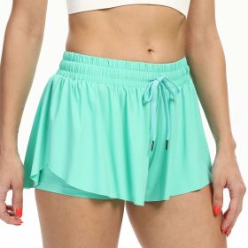 2 in 1 Flowy Tennis Skirts for Women Gym Yoga Shorts Athletic Running Workout Exercise Fitness Comfy Lounge Shorts Summer (Color: Green, size: XXL)