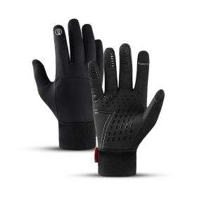 Winter Men Women Gloves Touch Cold Waterproof Motorcycle Cycle Gloves Male Outdoor Sports Warm Thermal Fleece Running Ski Gloves (Color: Black, size: XL)