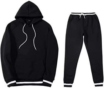 Mens 2 Piece Tracksuit Running Jogging Hoodie Pants Sets Loose Hooded Plus Velvet and Thick Sport Suit (Color: Black, size: M)