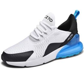 Mens Air Sports Running Shoes Breathable Sneakers Universal All Year Women Shoes Max 270 (Color: WhiteBlue, size: 44)