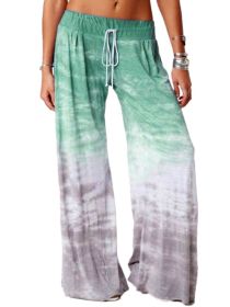 Women's Loose Gradient Printed Yoga Wide Leg Sports Pants (Color: Green, size: XXXXXL)