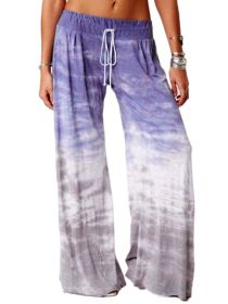 Women's Loose Gradient Printed Yoga Wide Leg Sports Pants (Color: Purple, size: S)