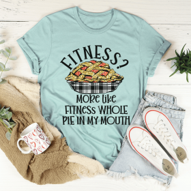 Fitness Pie In My Mouth T-Shirt (Color: Heather Prism Dusty Blue, size: L)