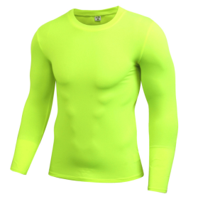 Men's Solid Quick-Drying Fitness Tight T-Shirt (Color: Light yellow, size: S)