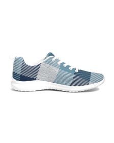 Men's Athletic Sneakers, Blue Plaid Low Top Canvas Running Shoes - 01EPZT (Color: Blue, size: 5)