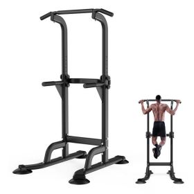 Power Tower Workout Dip Station Pull Up Bar, Height Adjustable Multi-Function Dip Stand for Home Gym Strength Training Fitness Equipment (Color: as picture)