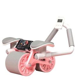 Elbow Support Automatic Rebound Abdominal Wheel Ab Roller For Abdominal Exercise Machine Abs Workout Equipment (Colour: Pinktimer1)