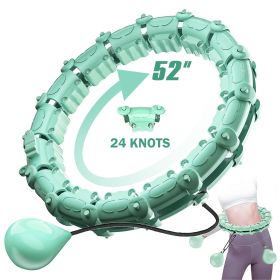 1pc Smart Weighted Hula Hoops, Fitness Weight Loss Gear, With Detachable Knots & Adjustable Weight (Color: Mint green, size: 24 Konts)