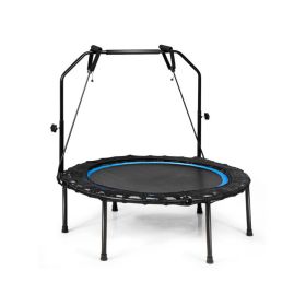 40 Inch Foldable Fitness Rebounder with Resistance Bands Adjustable Home (Color: Blue)